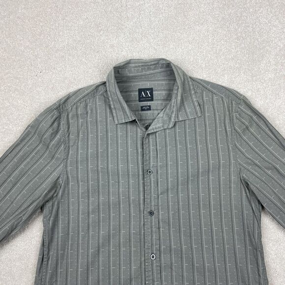 Armani Exchange Adult Medium Gray Pattern Long Sleeve Mens - Picture 4 of 13